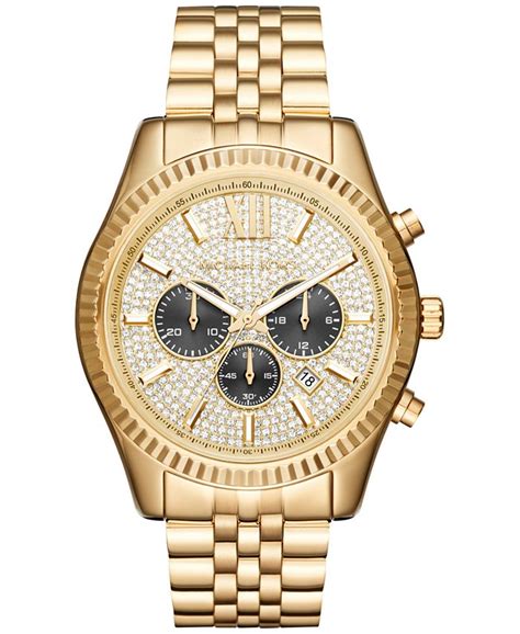 michael kors men's 44mm gage chronograph watch|Michael Kors Men's Lexington Chronograph Gold .